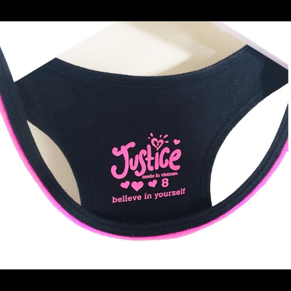 JUSTICE Neon Animal Print Mixed Media Racerback Tank Hot Pink Girl Age 8Y - Picture 7 of 8